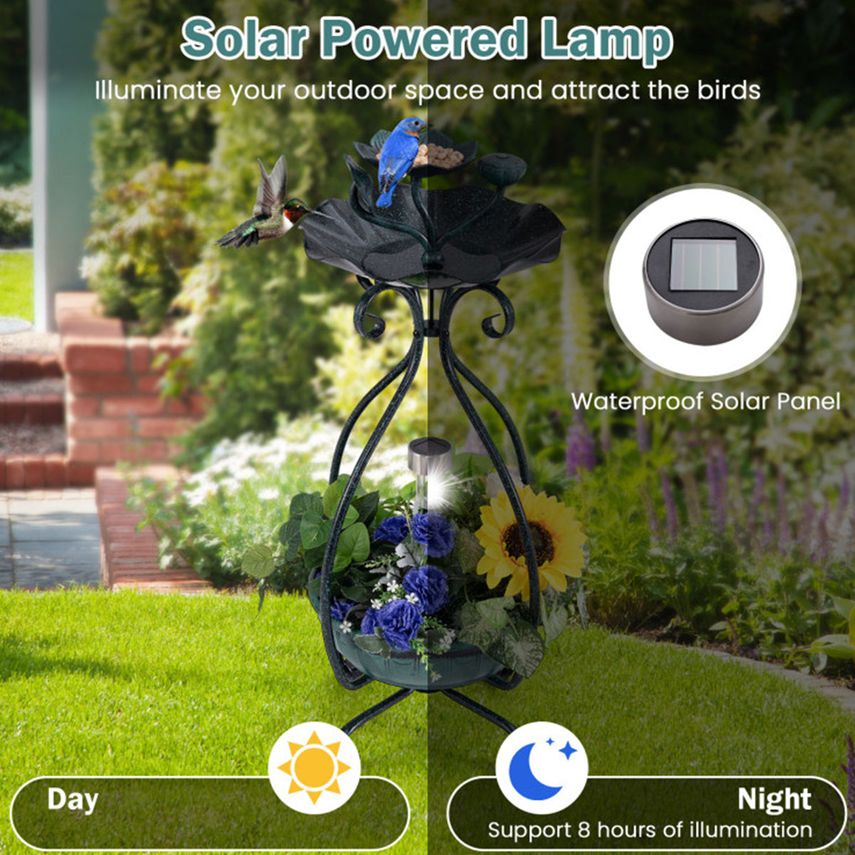 Solar Bird Bath Feeder and Planter - image 3