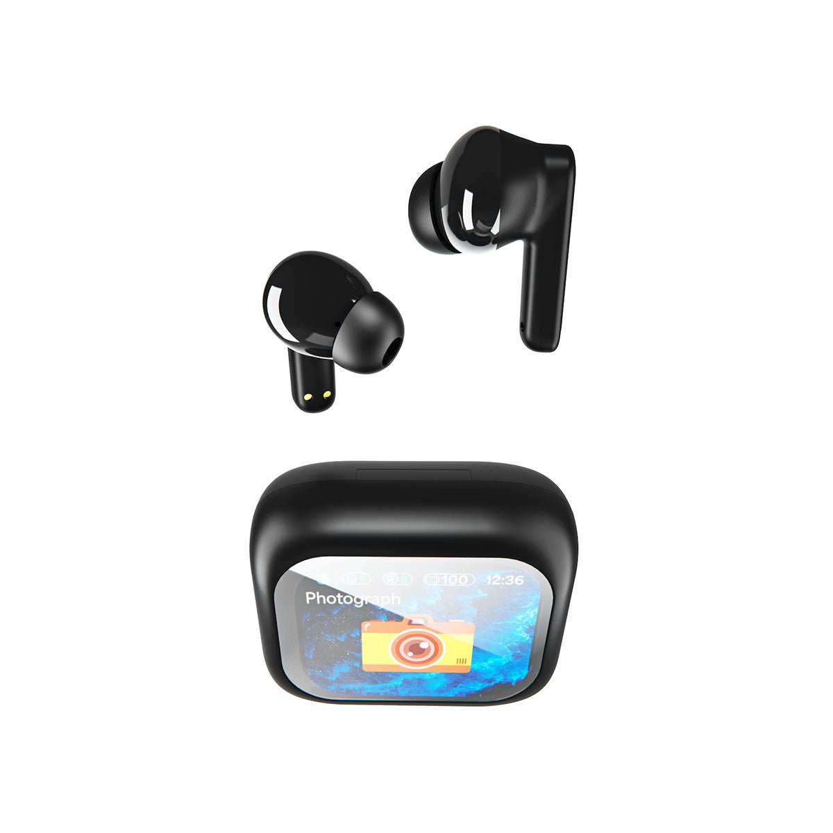 Wireless Noise-Cancelling Earbuds with Smart Display Case - image 2