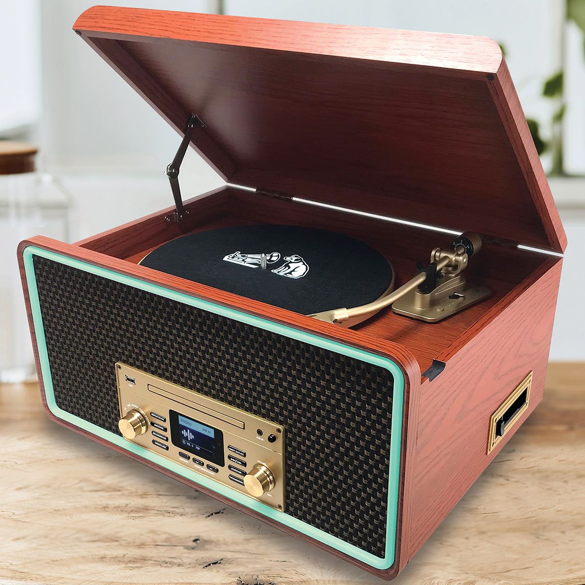 8-in-1 Bluetooth Record Player Multimedia Center - image 2