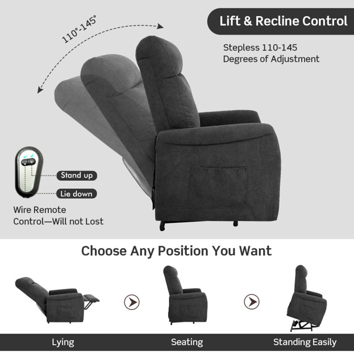 Electric Power Lift Recliner with Remote Control - image 4