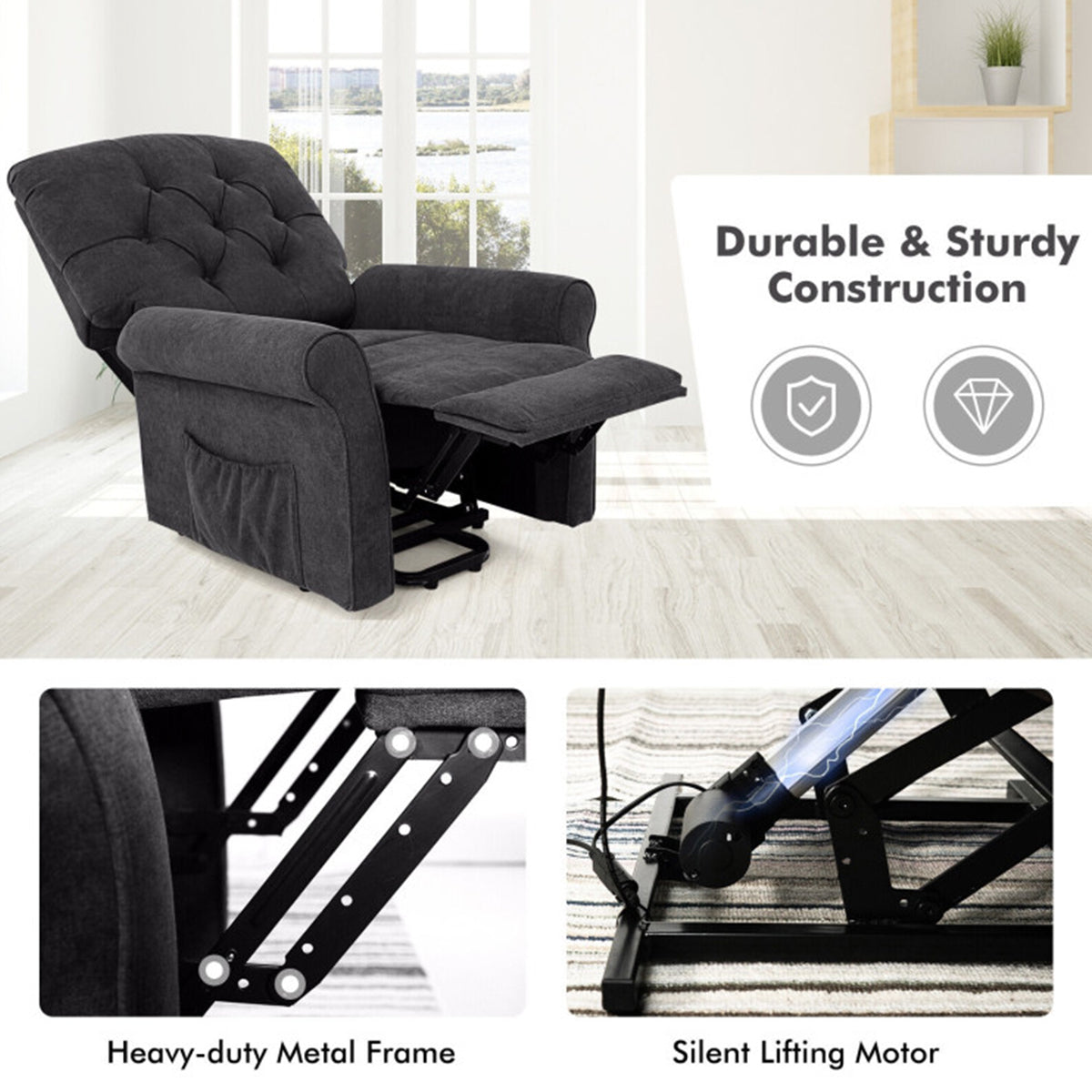 Electric Power Lift Recliner with Adjustable Backrest and Footrest - image 5