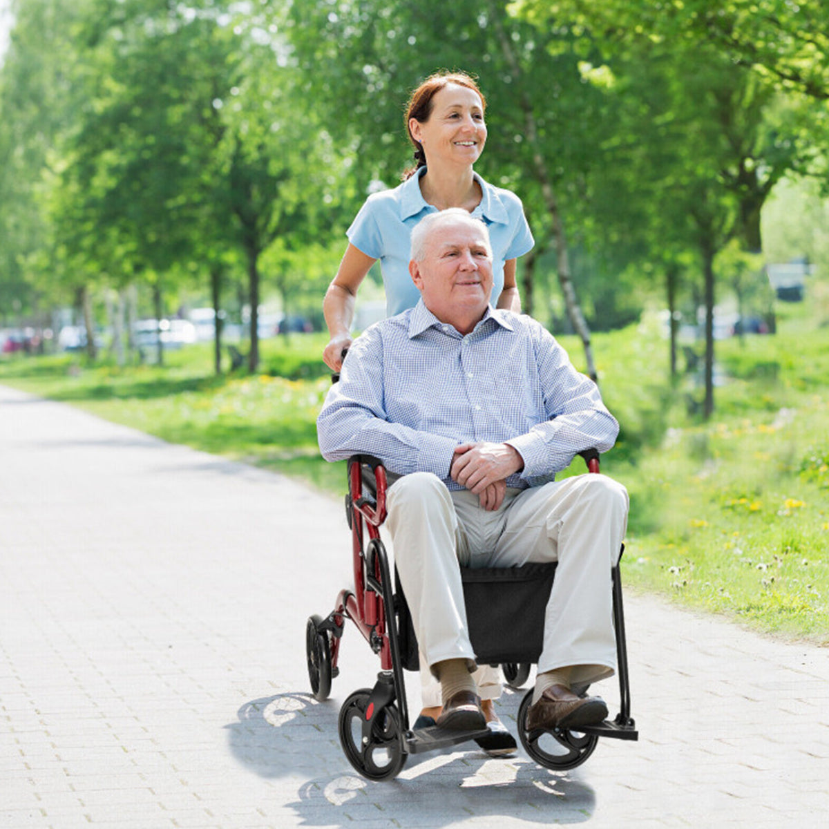 2-in-1 Folding Rollator Walker Transport Wheelchair - image 2