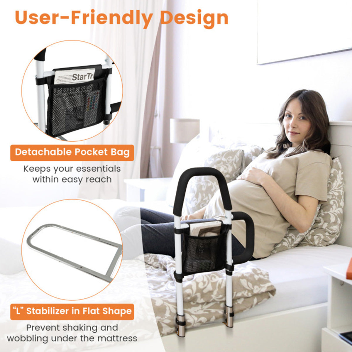 Bed Assist Rail with Non-Slip Grab Bar - image 3