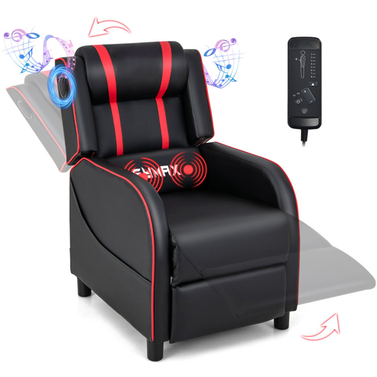 Gaming Massage Recliner Chair with Bluetooth Speakers - image 2