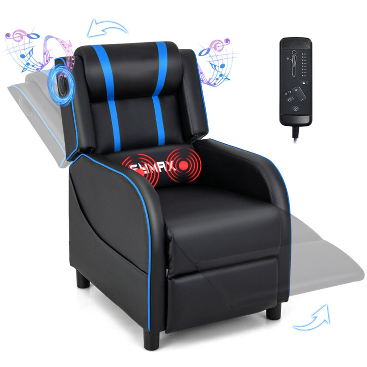 Gaming Massage Recliner Chair with Bluetooth Speakers - image 6