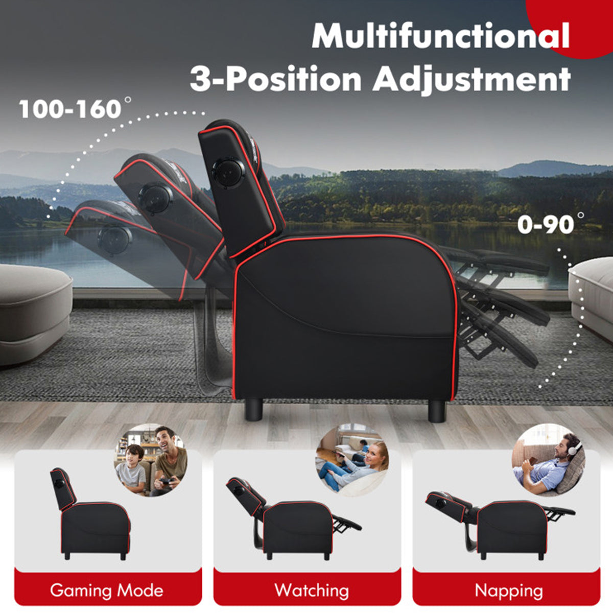 Gaming Massage Recliner Chair with Bluetooth Speakers - image 14