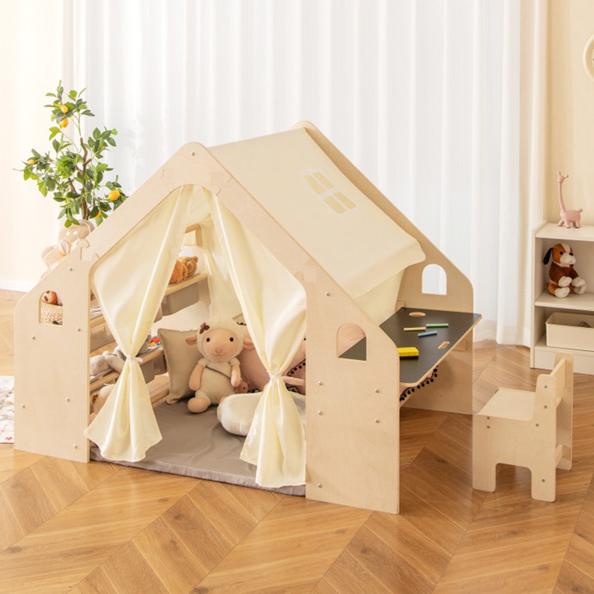 6-in-1 Wooden Indoor Play Tent - image 9
