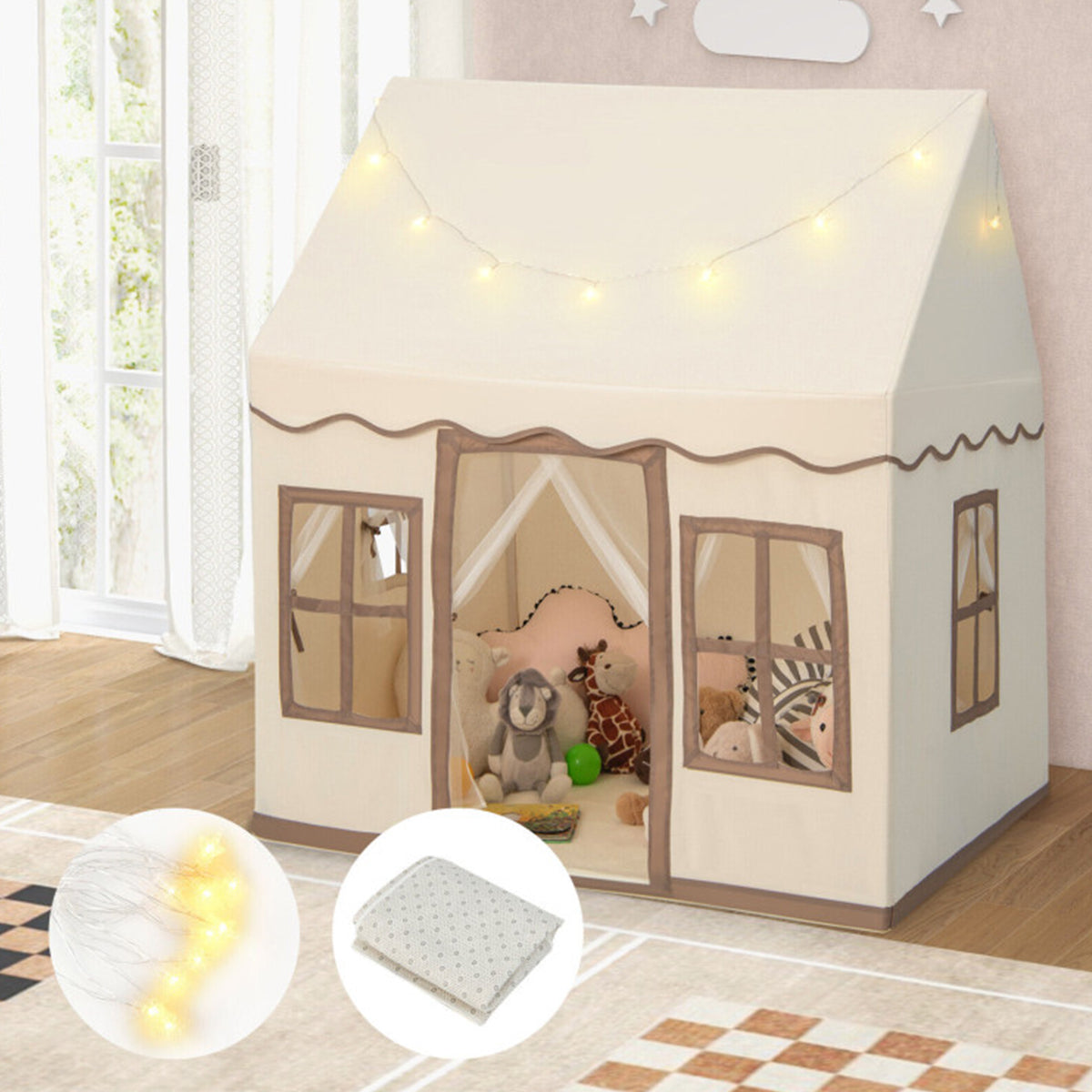 Large Kids Play Tent with Star String Lights - image 17
