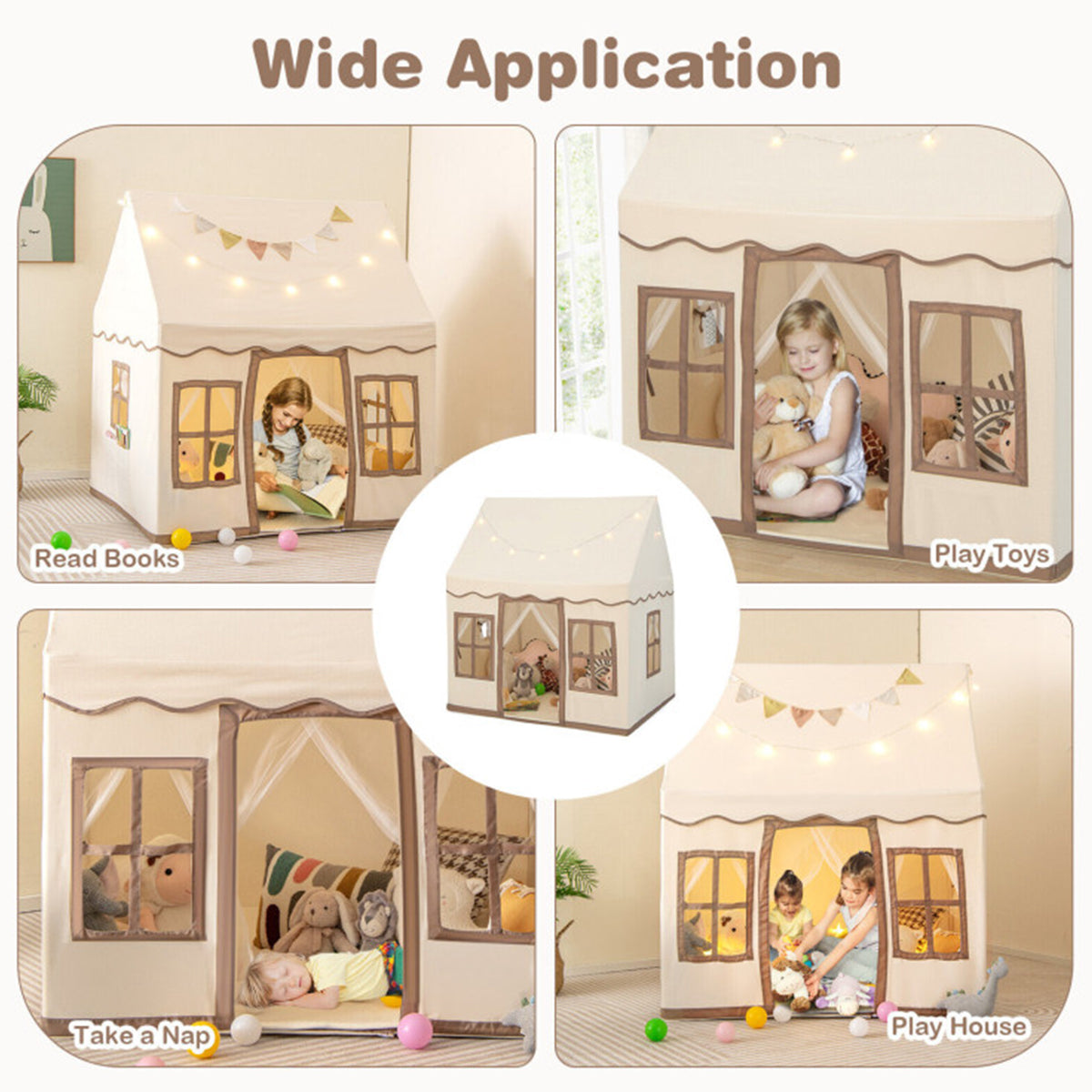 Large Kids Play Tent with Star String Lights - image 15
