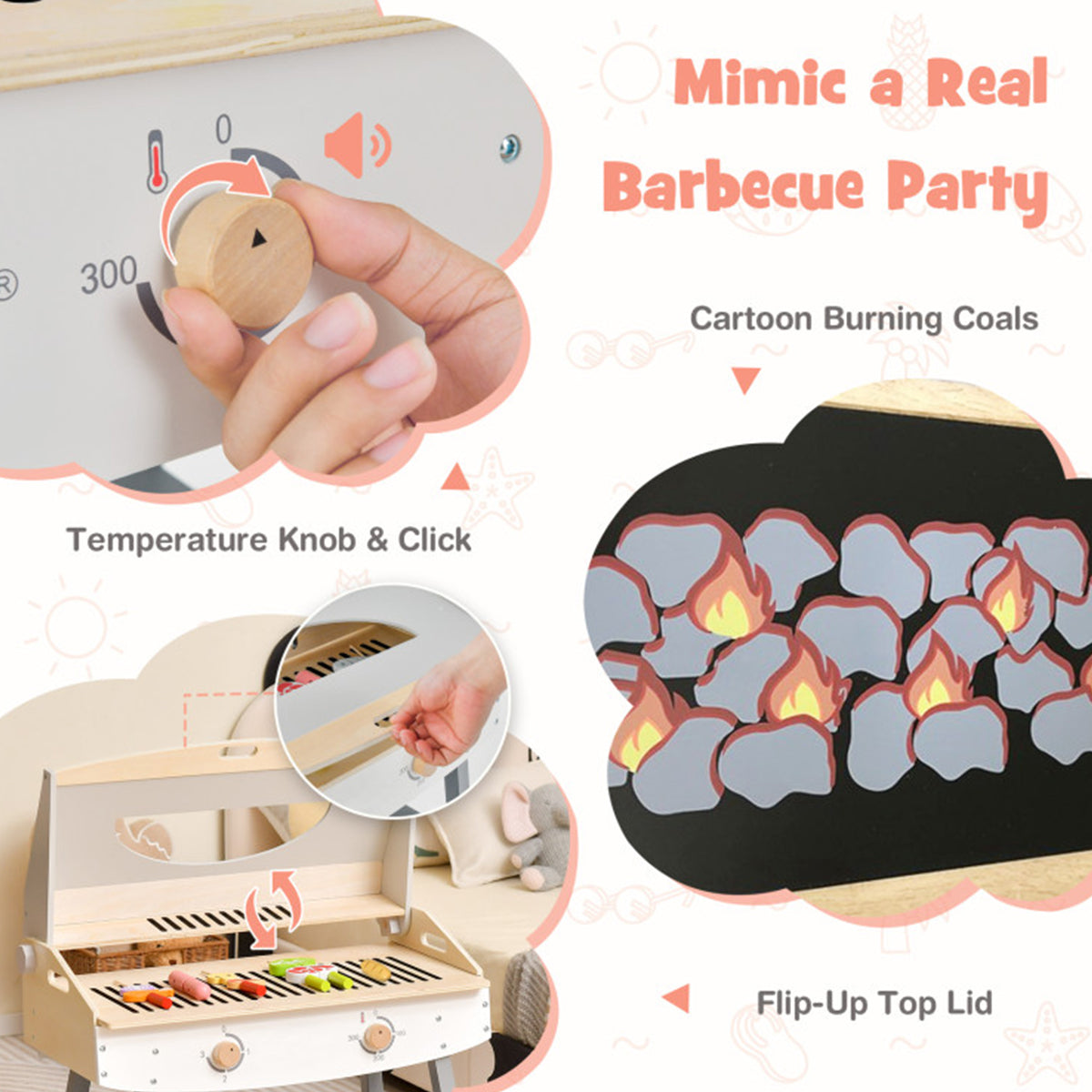 Kids Wooden Barbecue Grill Playset - image 5