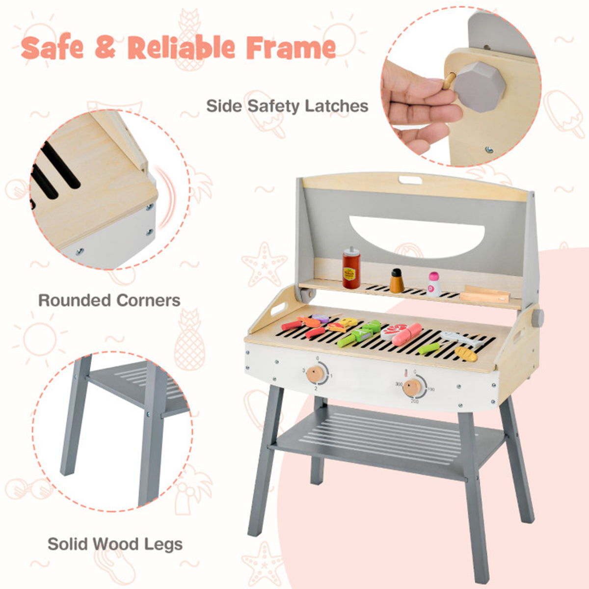 Kids Wooden Barbecue Grill Playset - image 7
