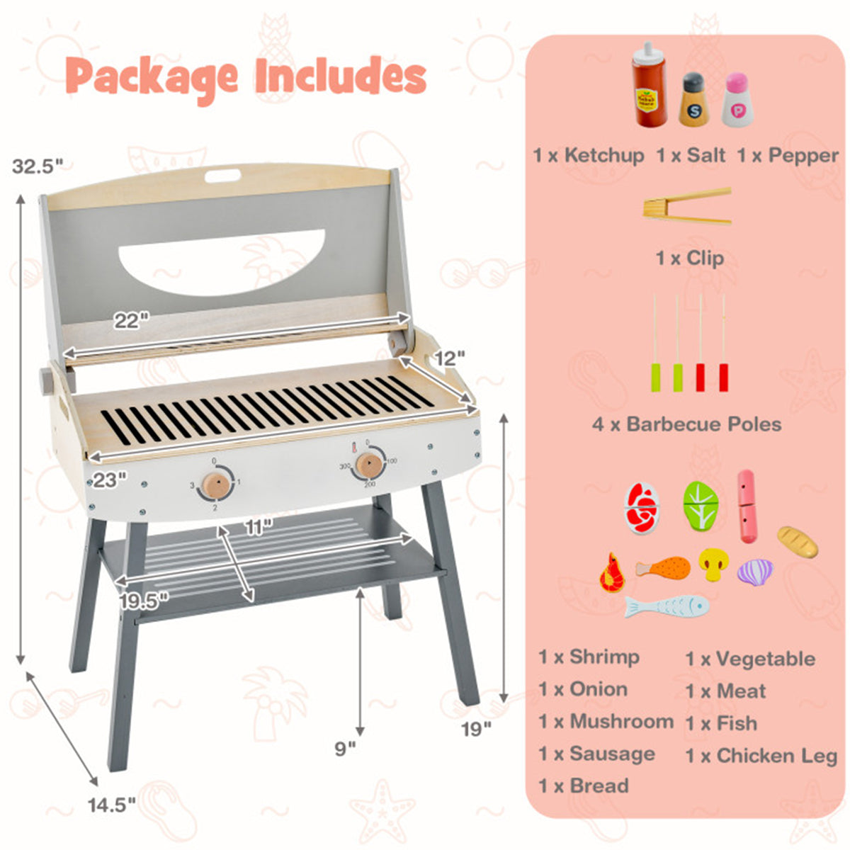 Kids Wooden Barbecue Grill Playset - image 8
