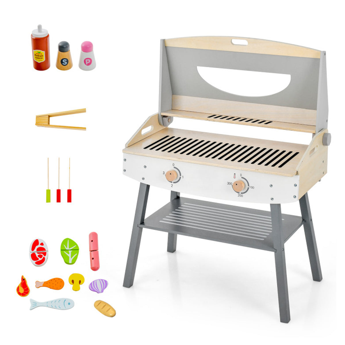 Kids Wooden Barbecue Grill Playset - image 9