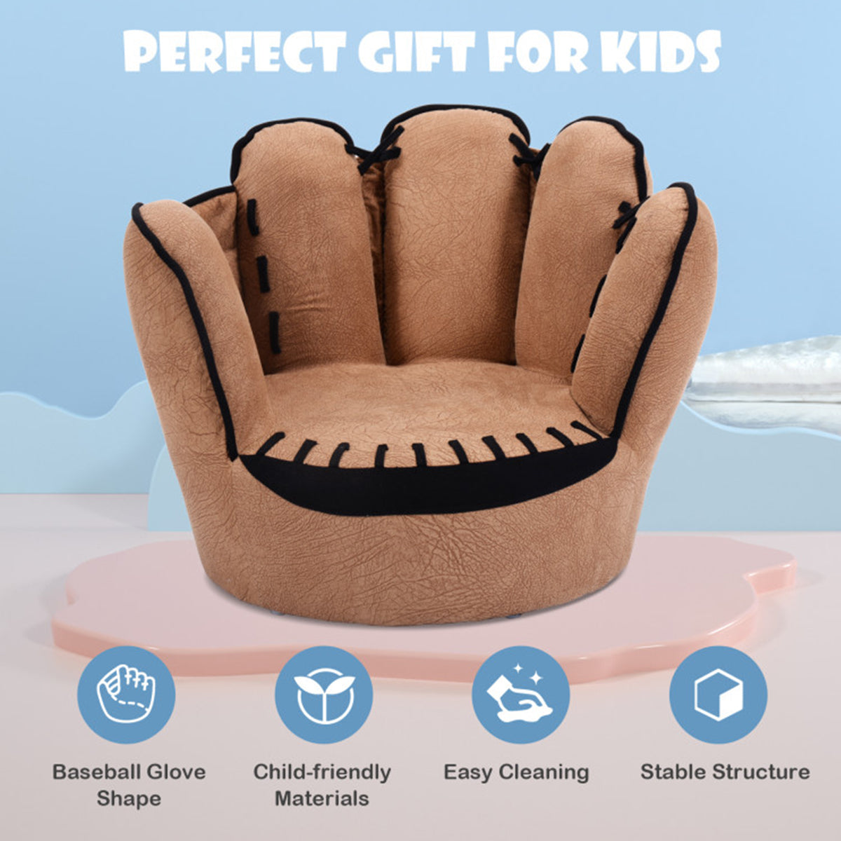 Baseball Glove Shaped Kids Upholstered Sofa - image 3