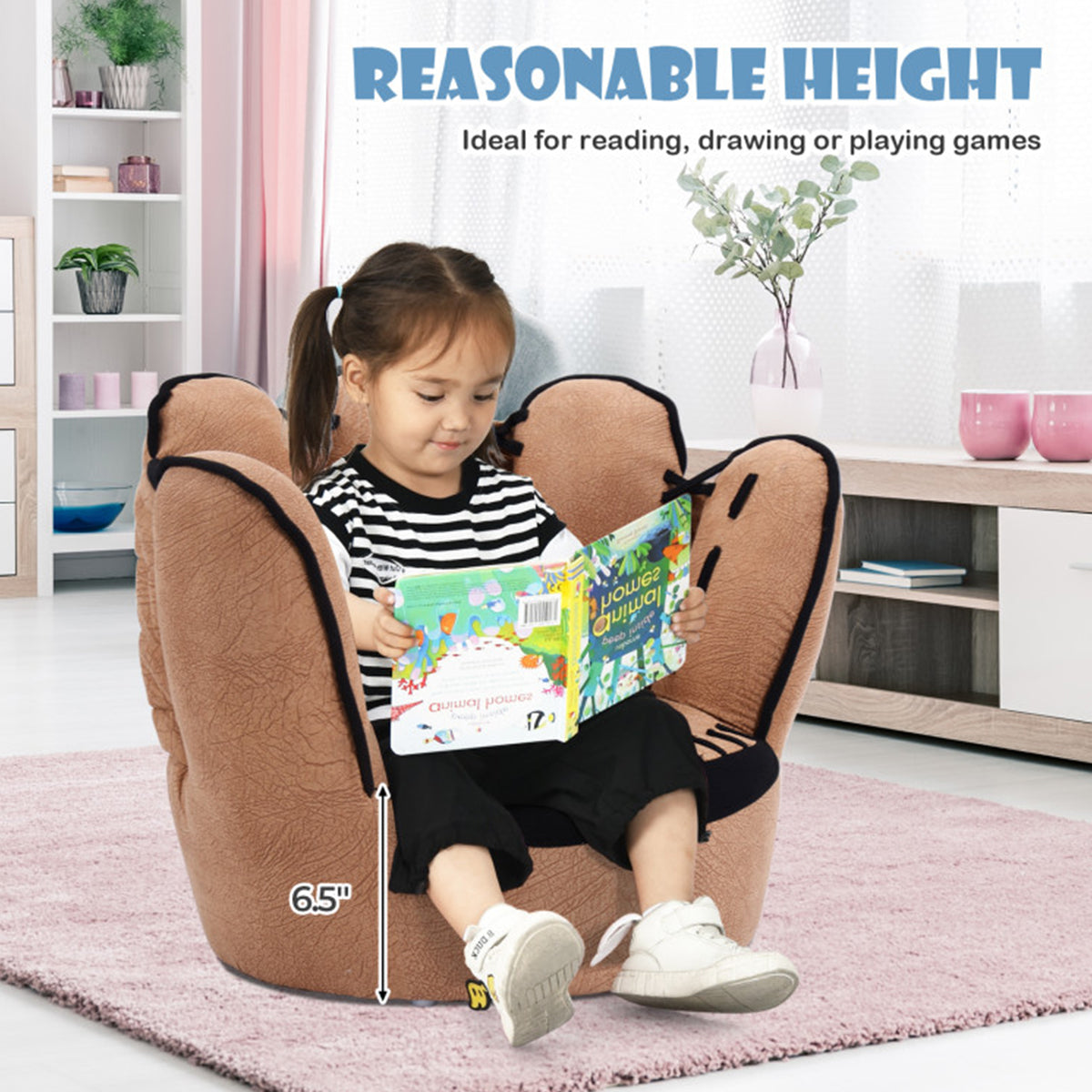 Baseball Glove Shaped Kids Upholstered Sofa - image 4