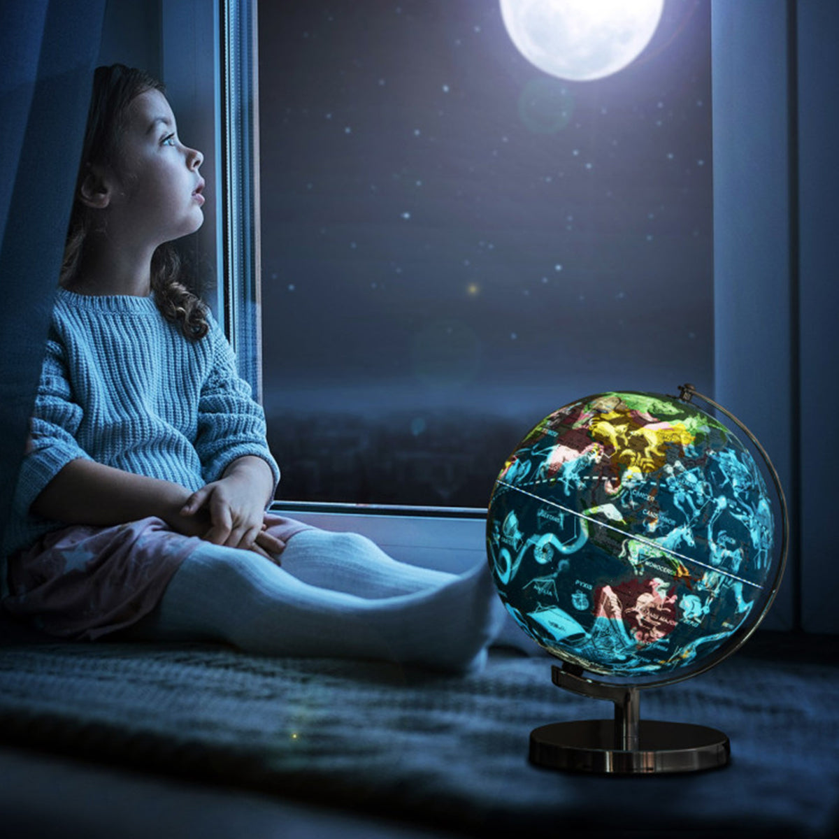 3-in-1 World Globe with Illuminated Constellation Maps
