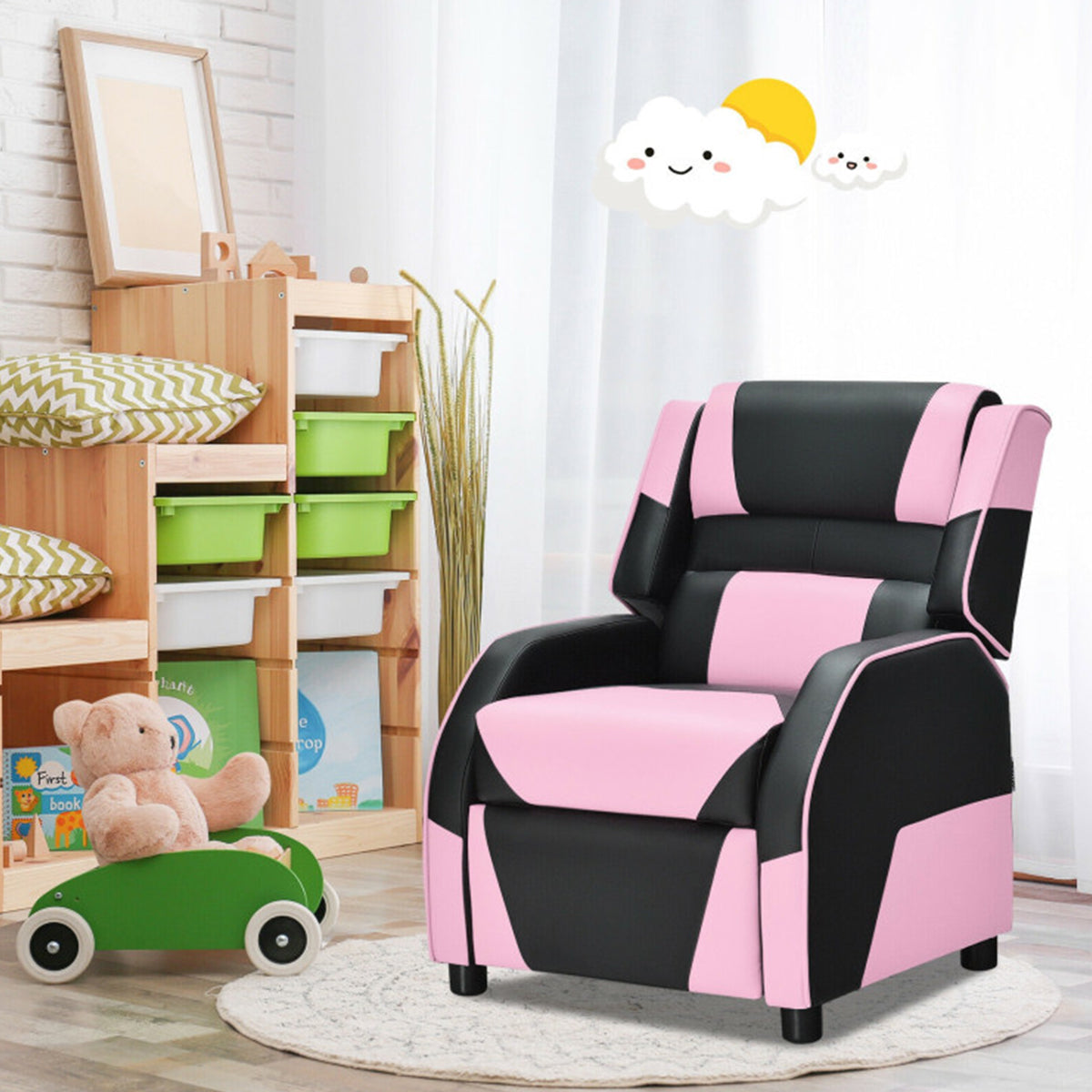 Kids Gaming Sofa Recliner with Headrest and Footrest