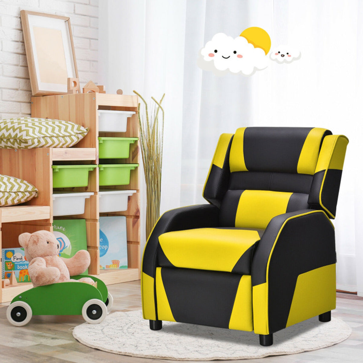Kids Gaming Sofa Recliner with Headrest and Footrest - image 54