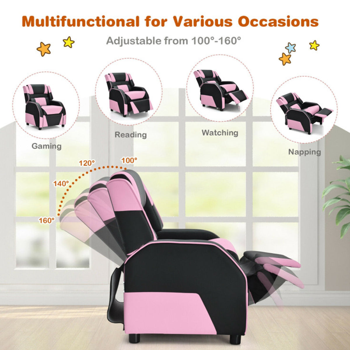 Kids Gaming Sofa Recliner with Headrest and Footrest - image 3