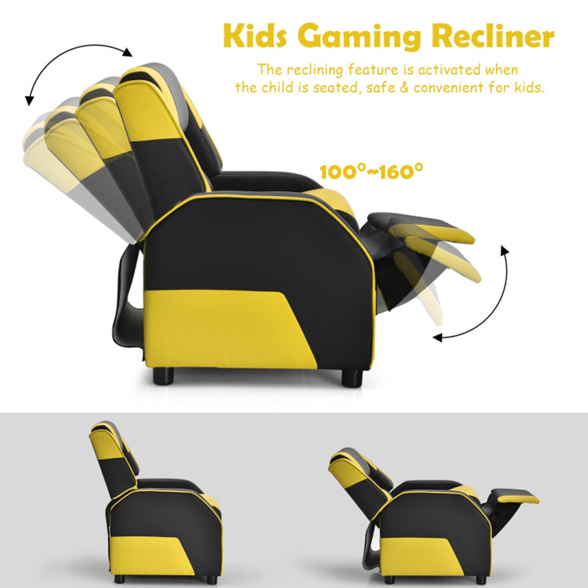 Kids Gaming Sofa Recliner with Headrest and Footrest - image 52