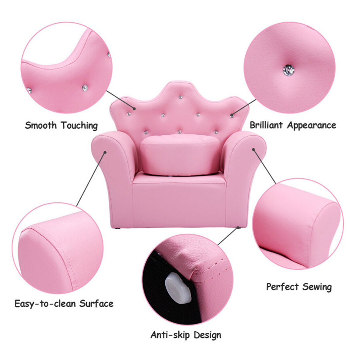 Kids Princess Sofa with Ottoman - image 4