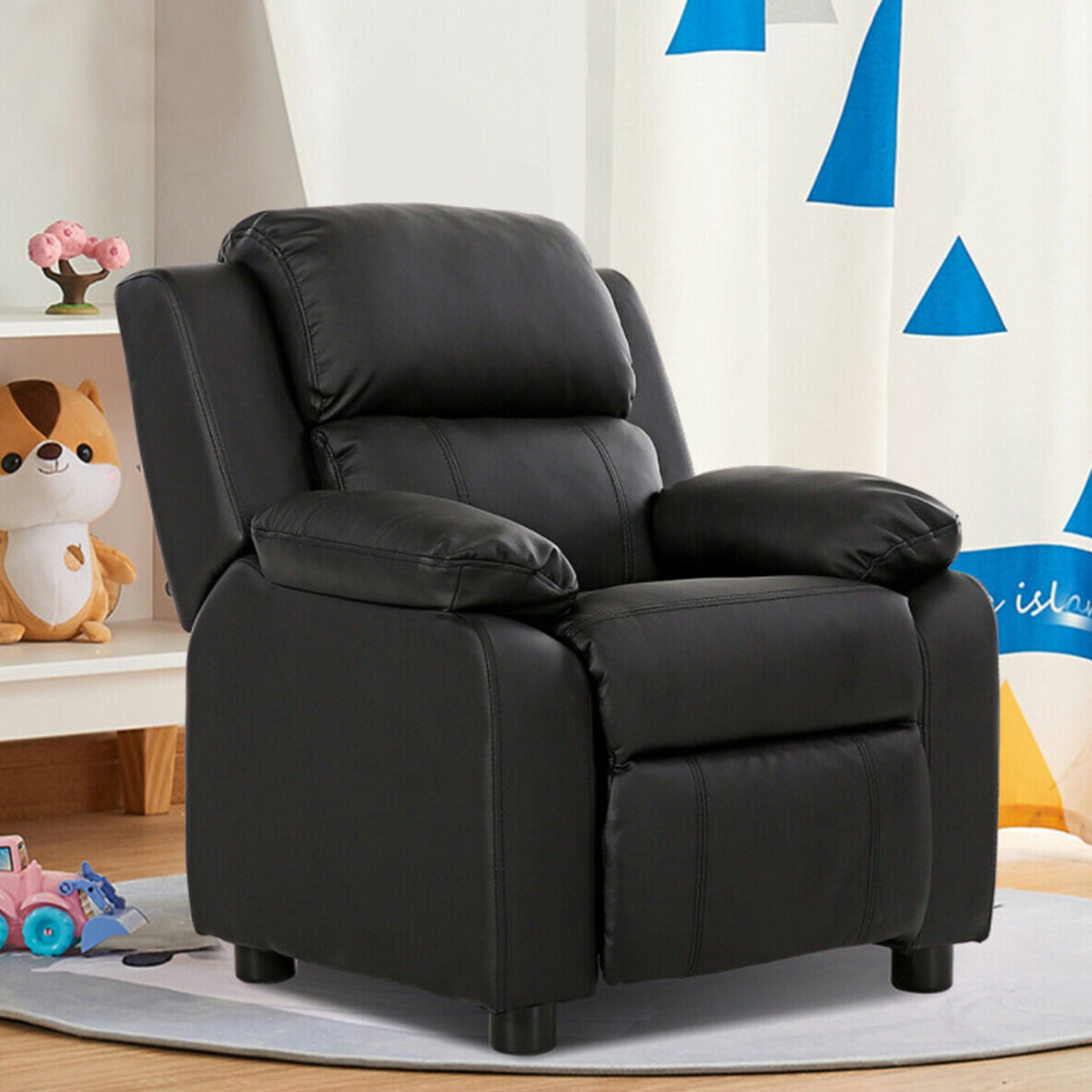 Kids Deluxe Recliner Chair with Storage Arms