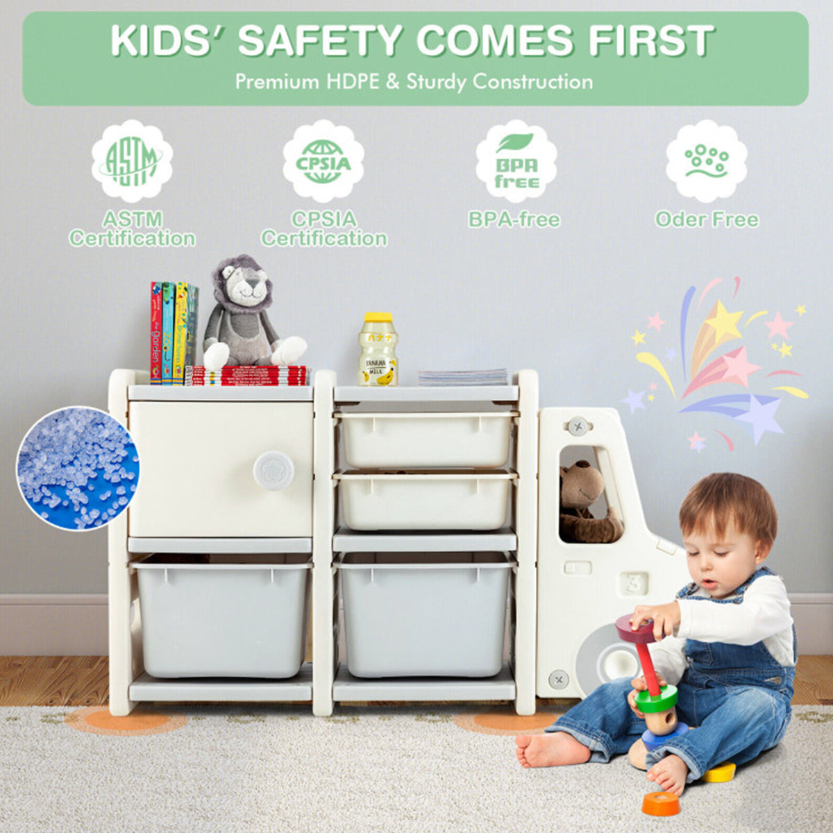 Kids Truck Storage Organizer with Plastic Bins - image 17