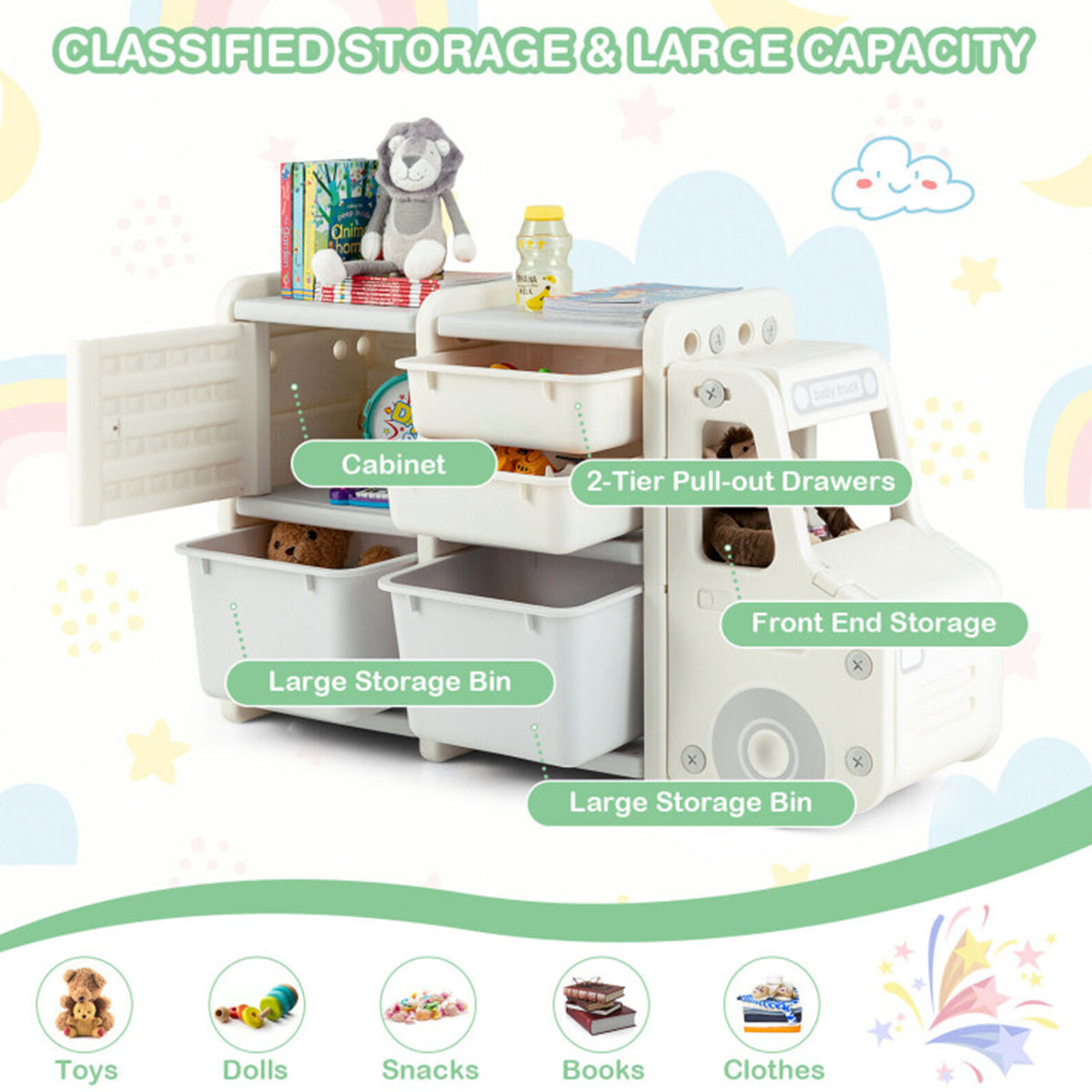 Kids Truck Storage Organizer with Plastic Bins - image 20