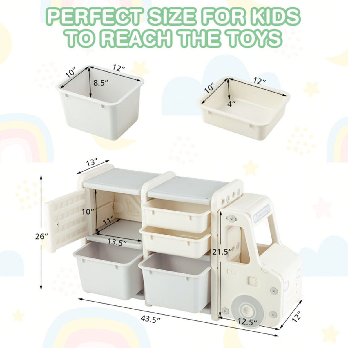 Kids Truck Storage Organizer with Plastic Bins - image 19