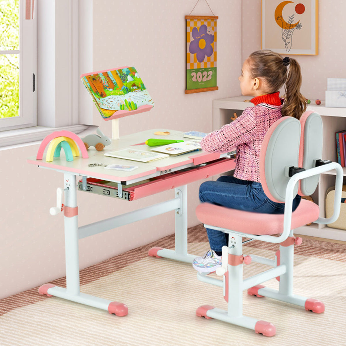 Height-Adjustable Kids Desk and Chair Set - image 14