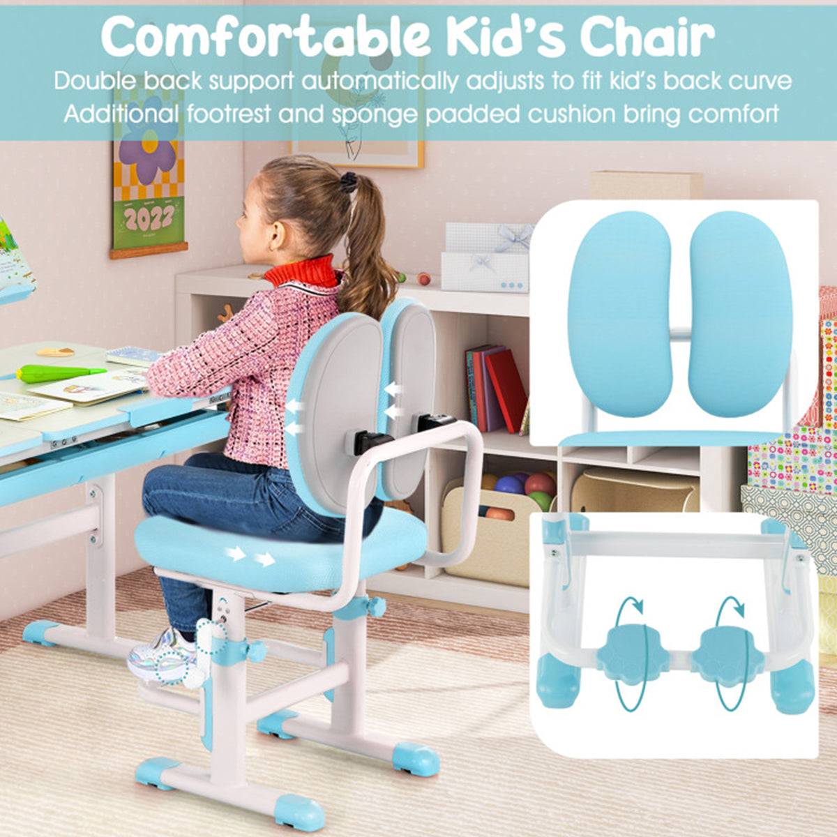 Height-Adjustable Kids Desk and Chair Set - image 6