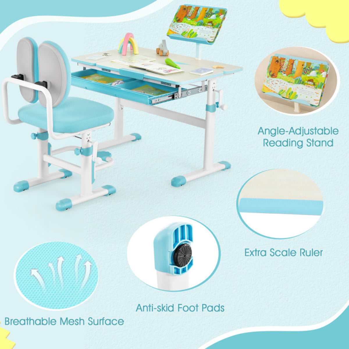Height-Adjustable Kids Desk and Chair Set - image 7