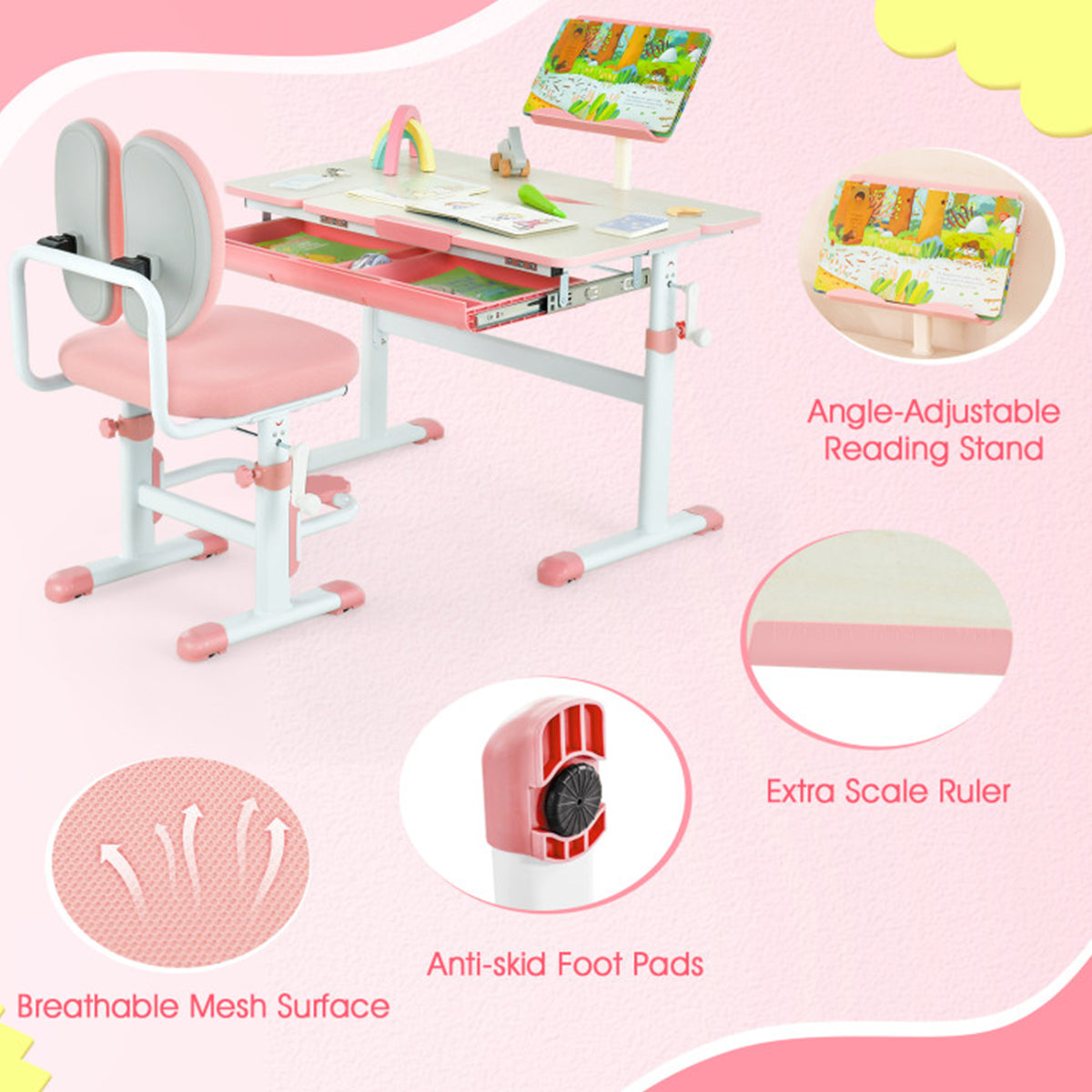 Height-Adjustable Kids Desk and Chair Set - image 12