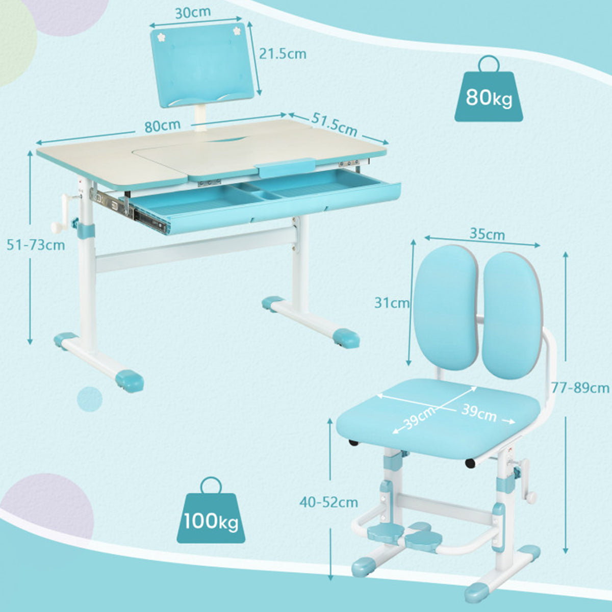 Height-Adjustable Kids Desk and Chair Set - image 9