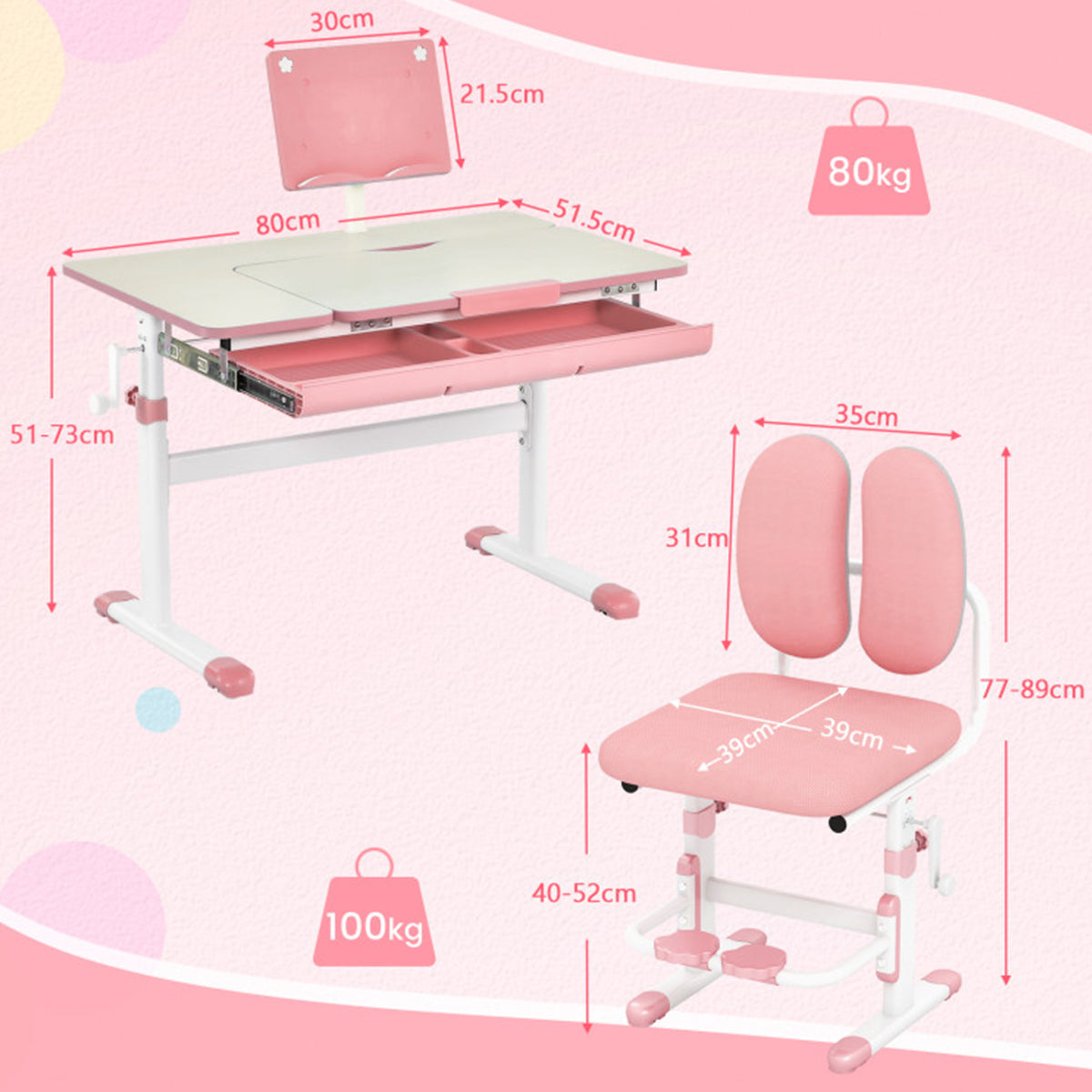 Height-Adjustable Kids Desk and Chair Set - image 18