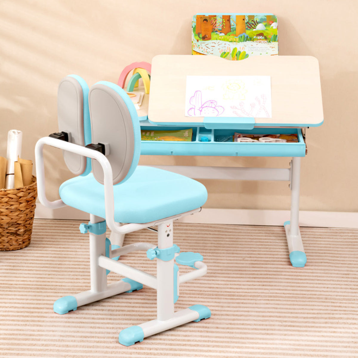 Height-Adjustable Kids Desk and Chair Set - image 8