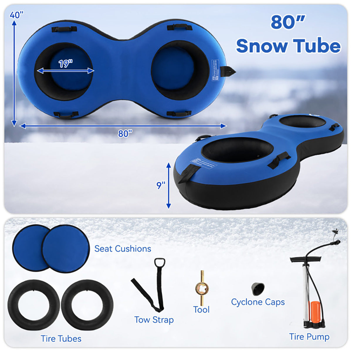 80'' 2-Person Heavy-Duty Inflatable Snow Sled - image 18