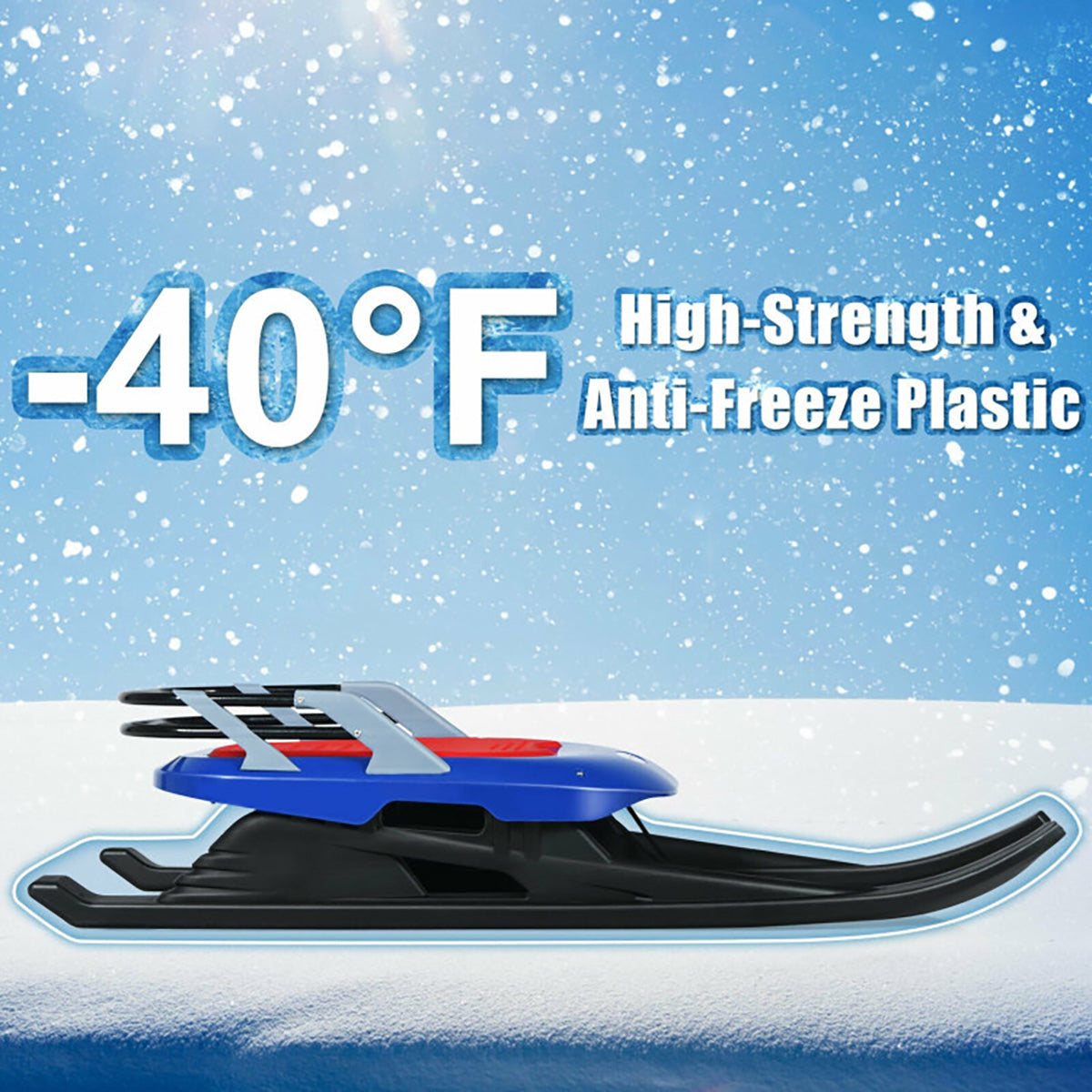 Kids Folding Metal Snow Sled with Pull Rope - image 5