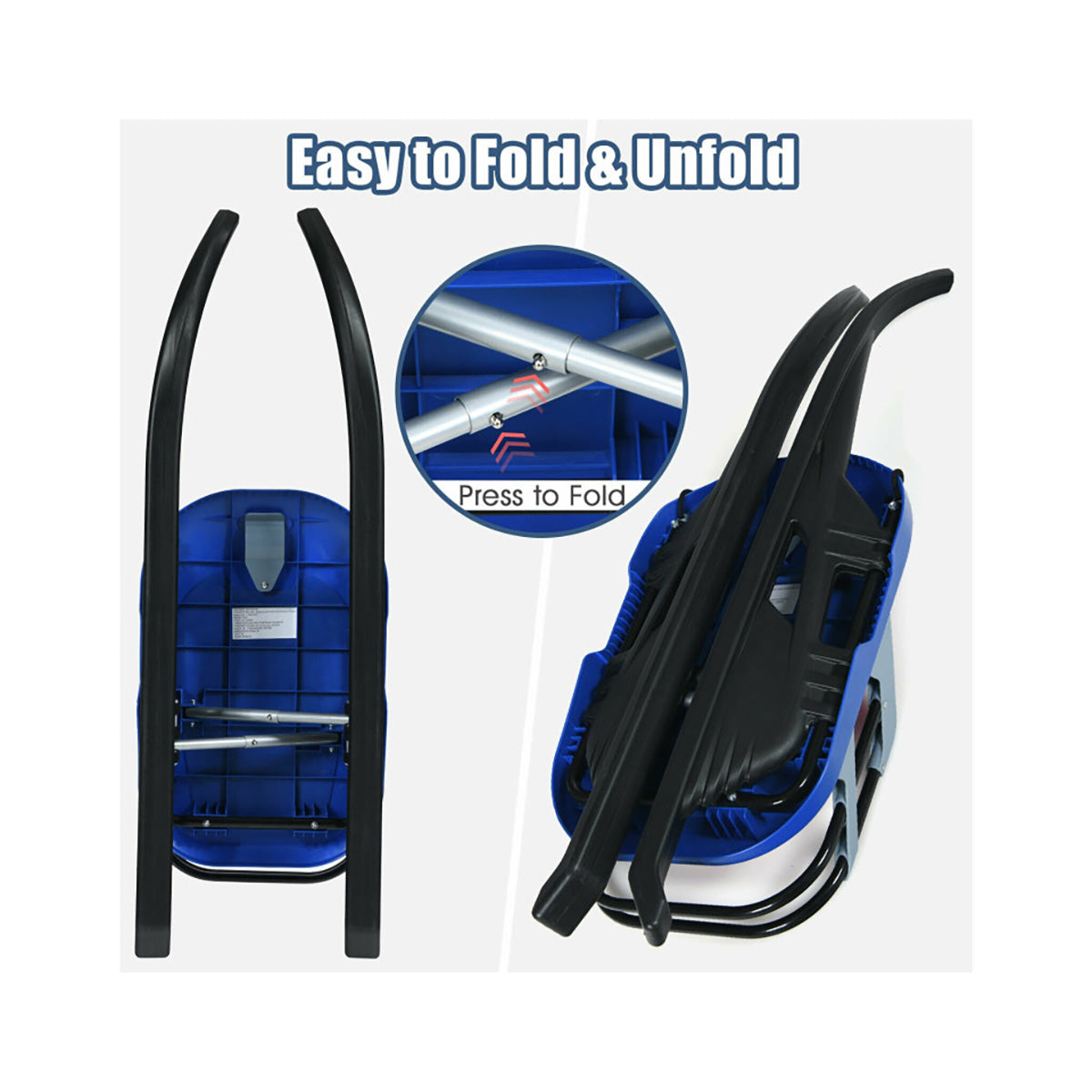 Kids Folding Metal Snow Sled with Pull Rope - image 7