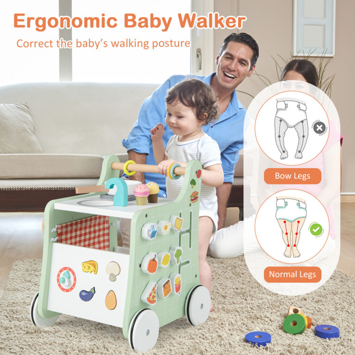 6-in-1 Wooden Push Walker Play Kitchen - image 4