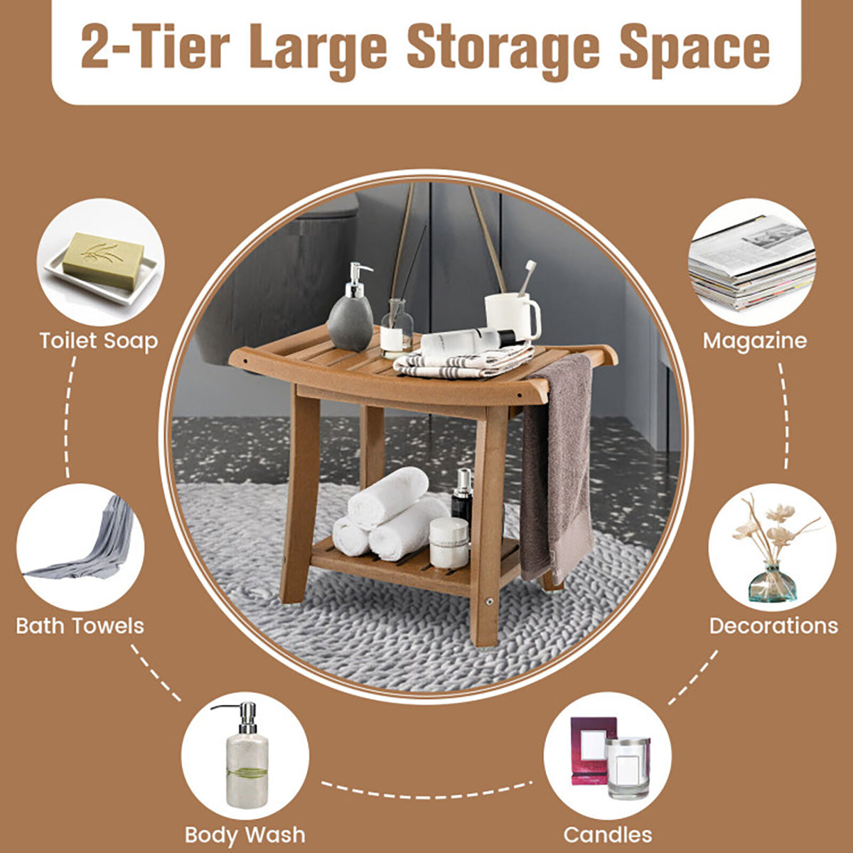 2-Tier Bathroom Shower Bench - image 15
