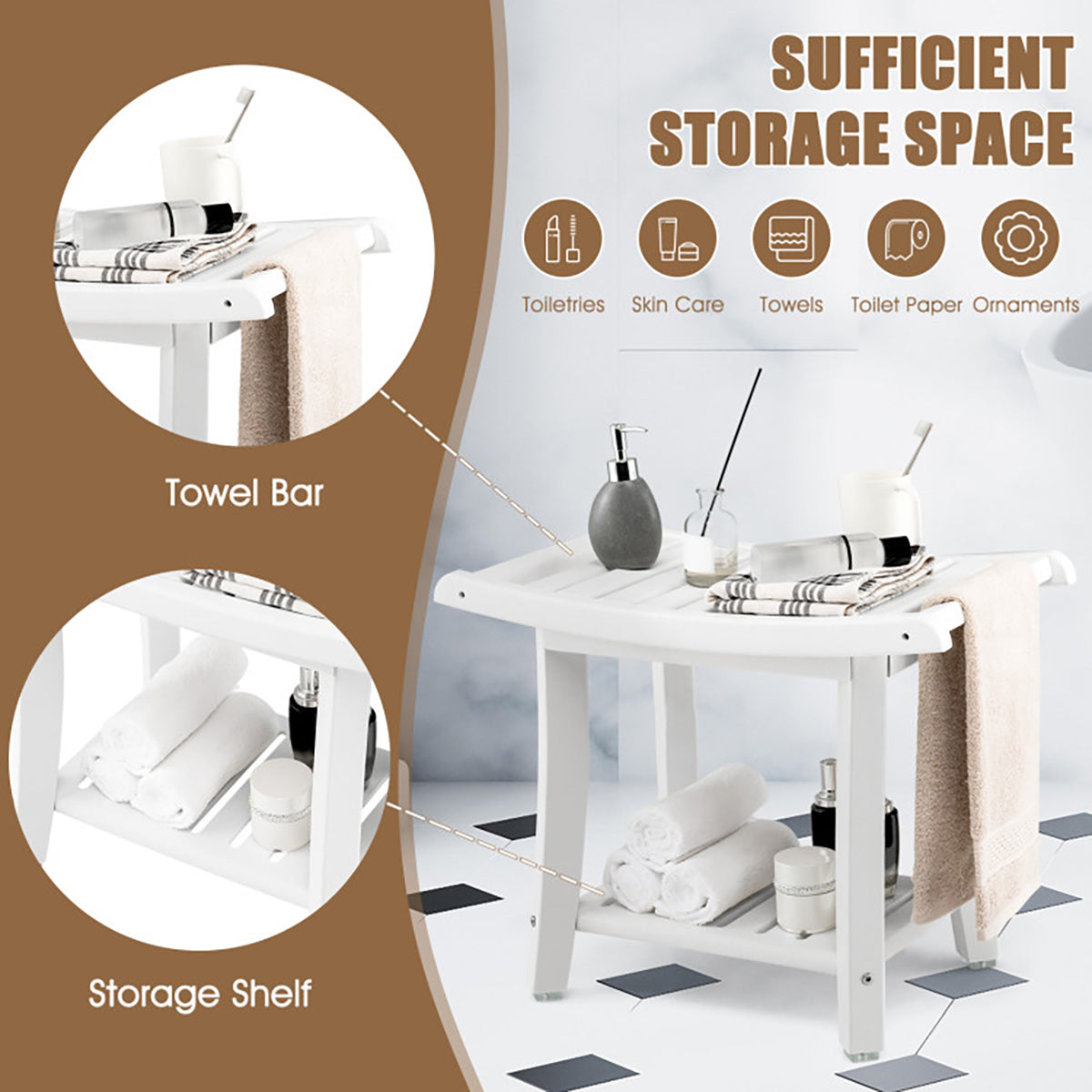 2-Tier Bathroom Shower Bench - image 3