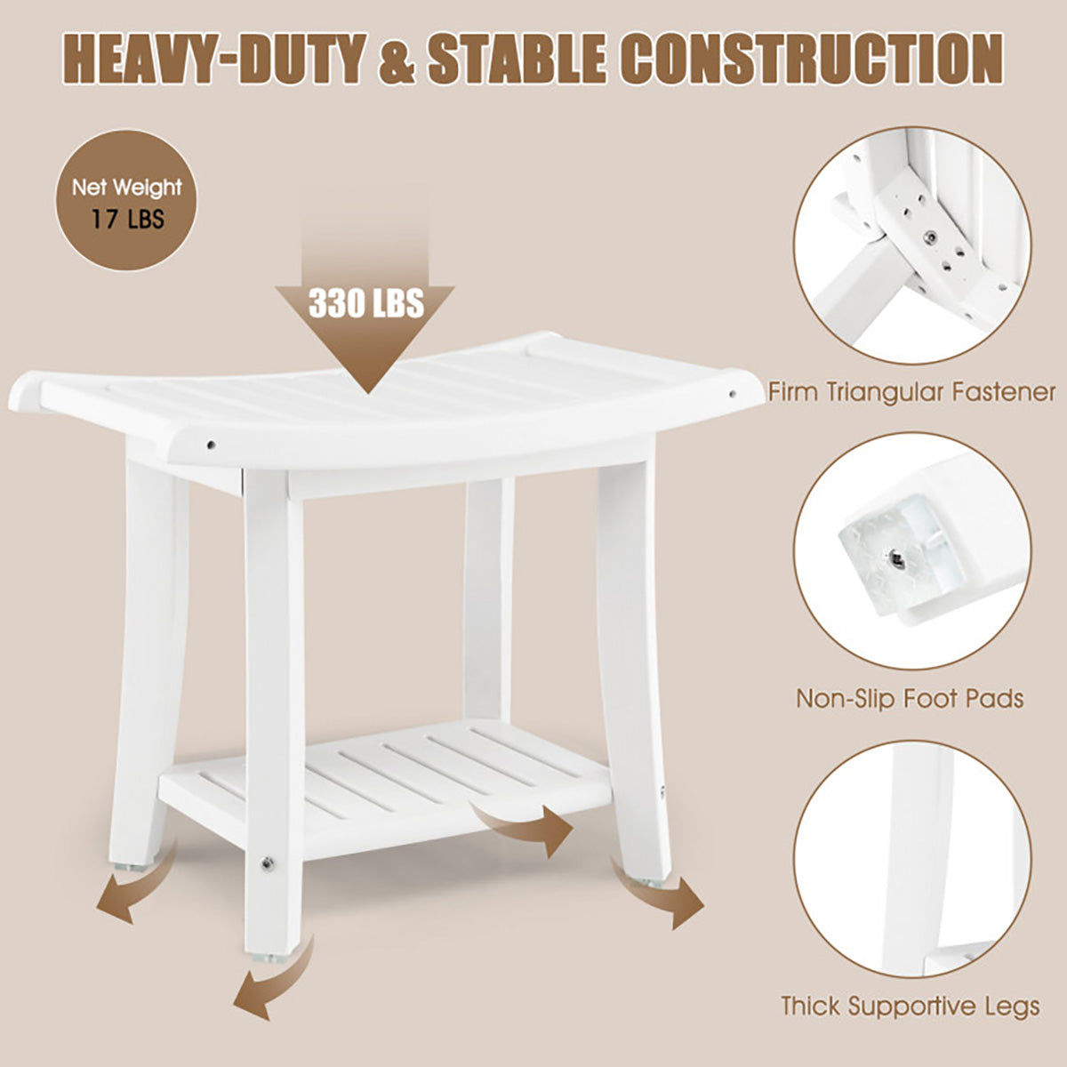 2-Tier Bathroom Shower Bench - image 11