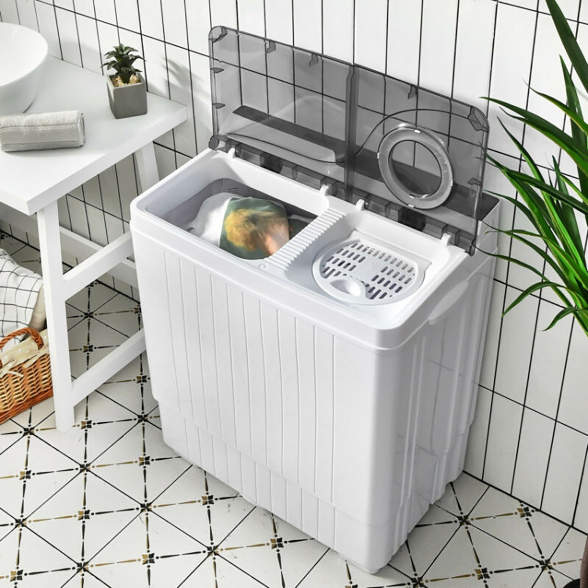 Portable Semi-Automatic Washing Machine with Built-in Drain Pump
