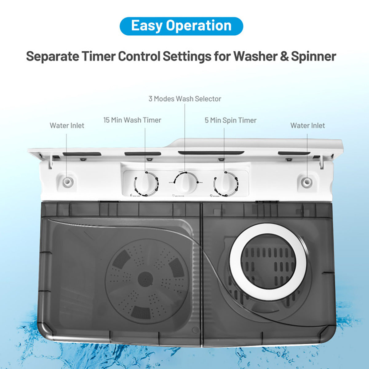 Portable Semi-Automatic Washing Machine with Built-in Drain Pump - image 4