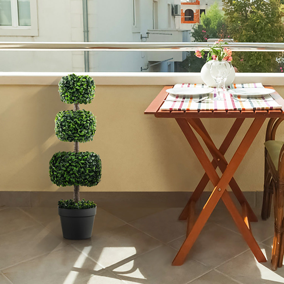 35'' Artificial Boxwood Topiary Ball Tree with Cement Pot - image 9