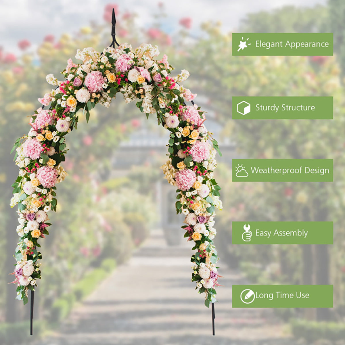 8' Steel Gothic Steel Rose Arch - image 5