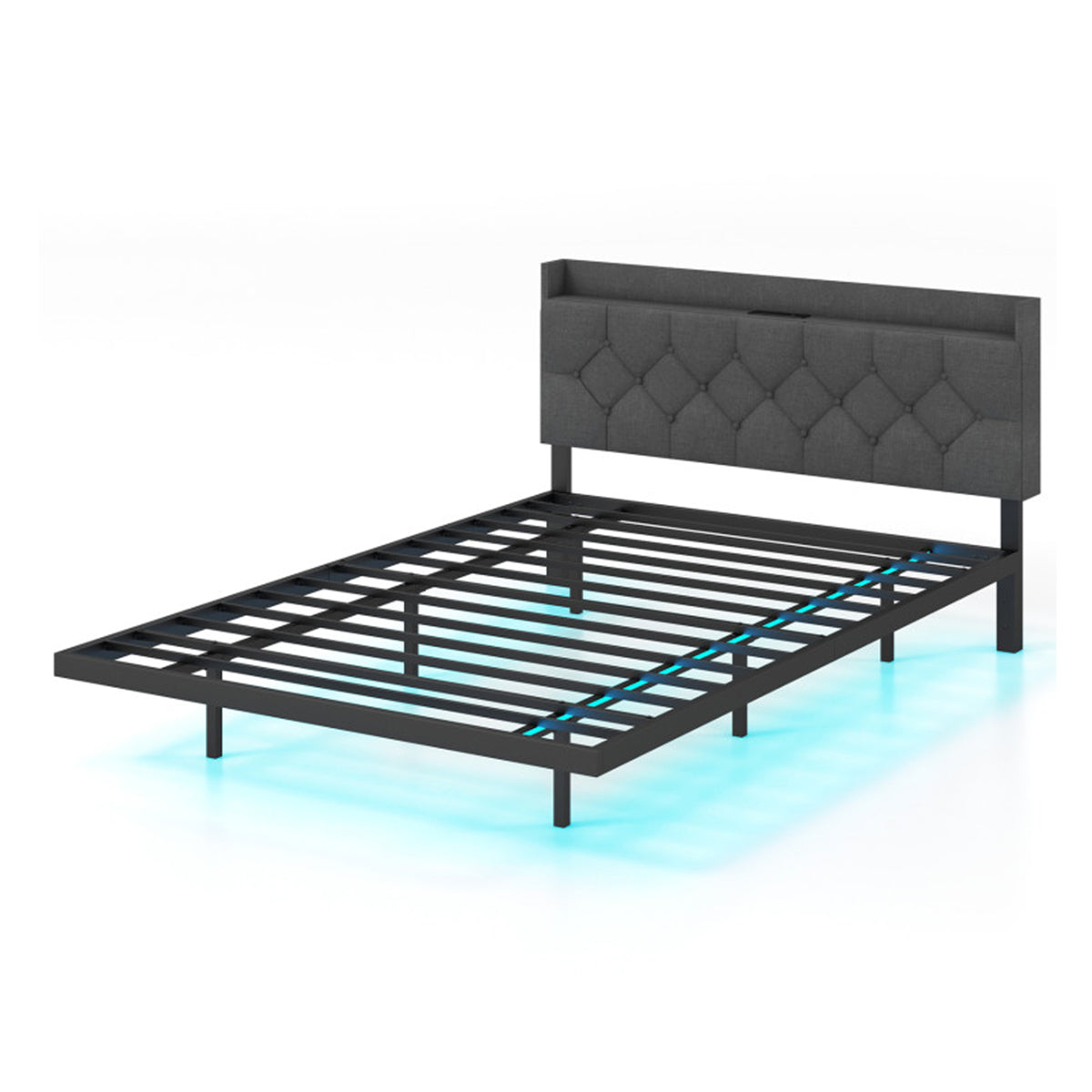 Floating LED Bed Frame with Charging Station - image 2