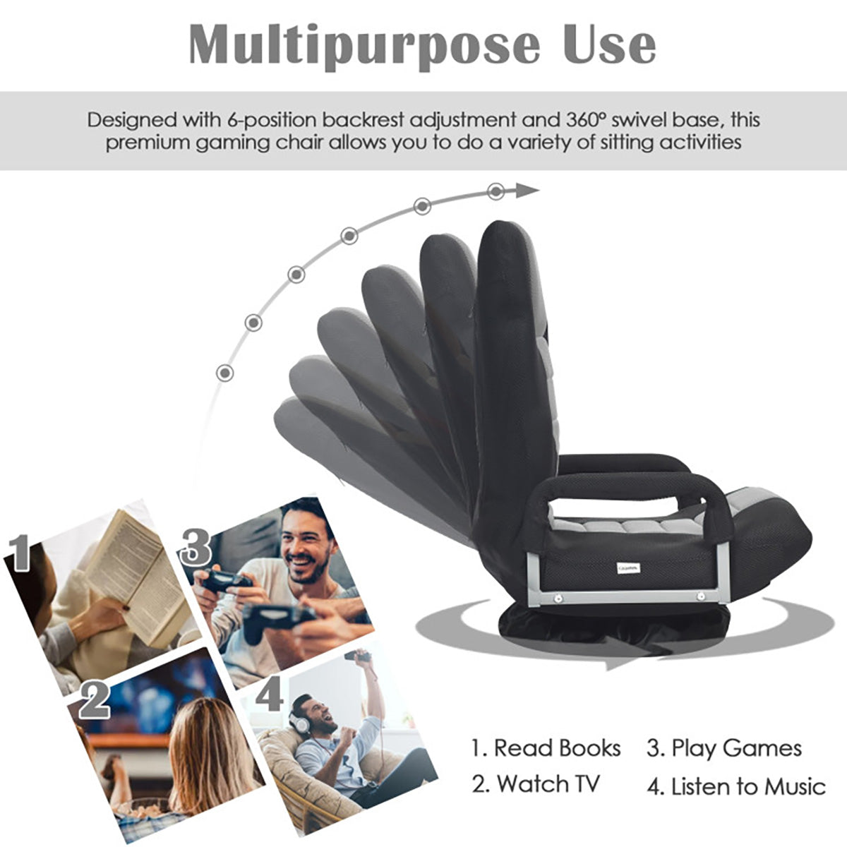 360-Degree Swivel Gaming Floor Chair - image 22