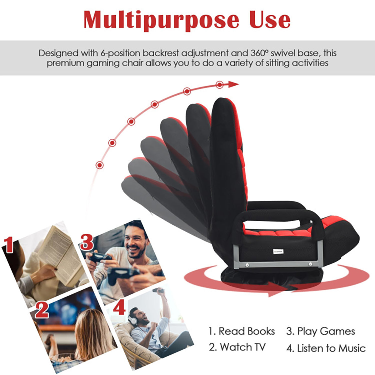 360-Degree Swivel Gaming Floor Chair - image 6